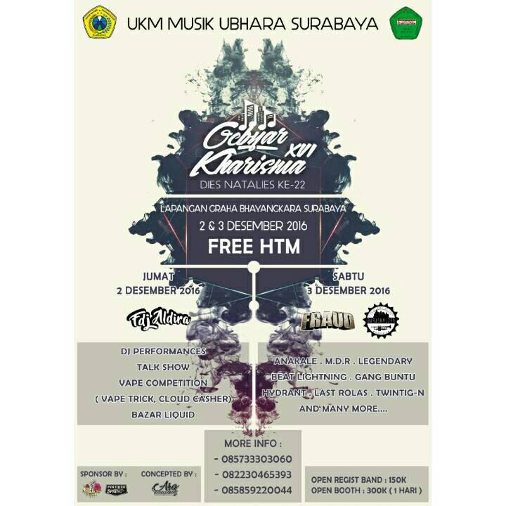 SELAMAT MALAM,,,, Ramaikan🎆
GEBYAR KHARISMA XVI DIES NATALIES KE-22 
*UKM MUSIK UBHARA SURABAYA*