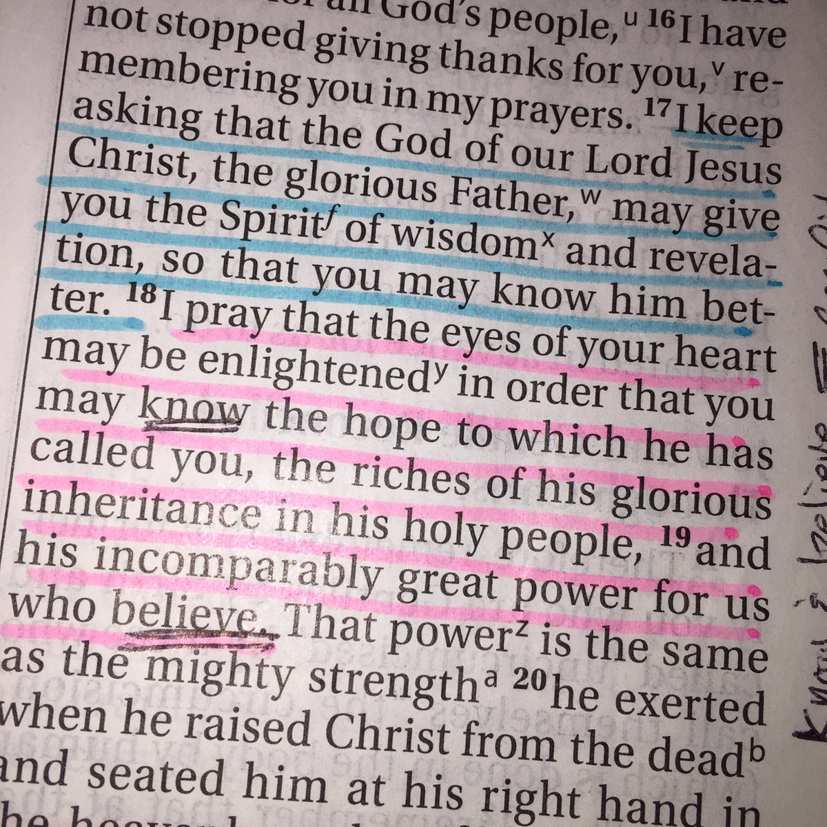 kevinbrimner's tweet photo. Teaching &amp; praying a prayer from Paul over His church today. Ephesians 1:17-19 https://t.co/ktQvnTTQVA