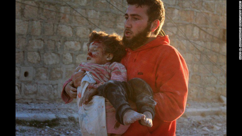 cnnbrk's tweet photo. A renewed blitz on Syria's eastern Aleppo has killed almost 300 people in five days, rescuers say. https://t.co/XaUfheZ8bm https://t.co/w1YOZom3G9