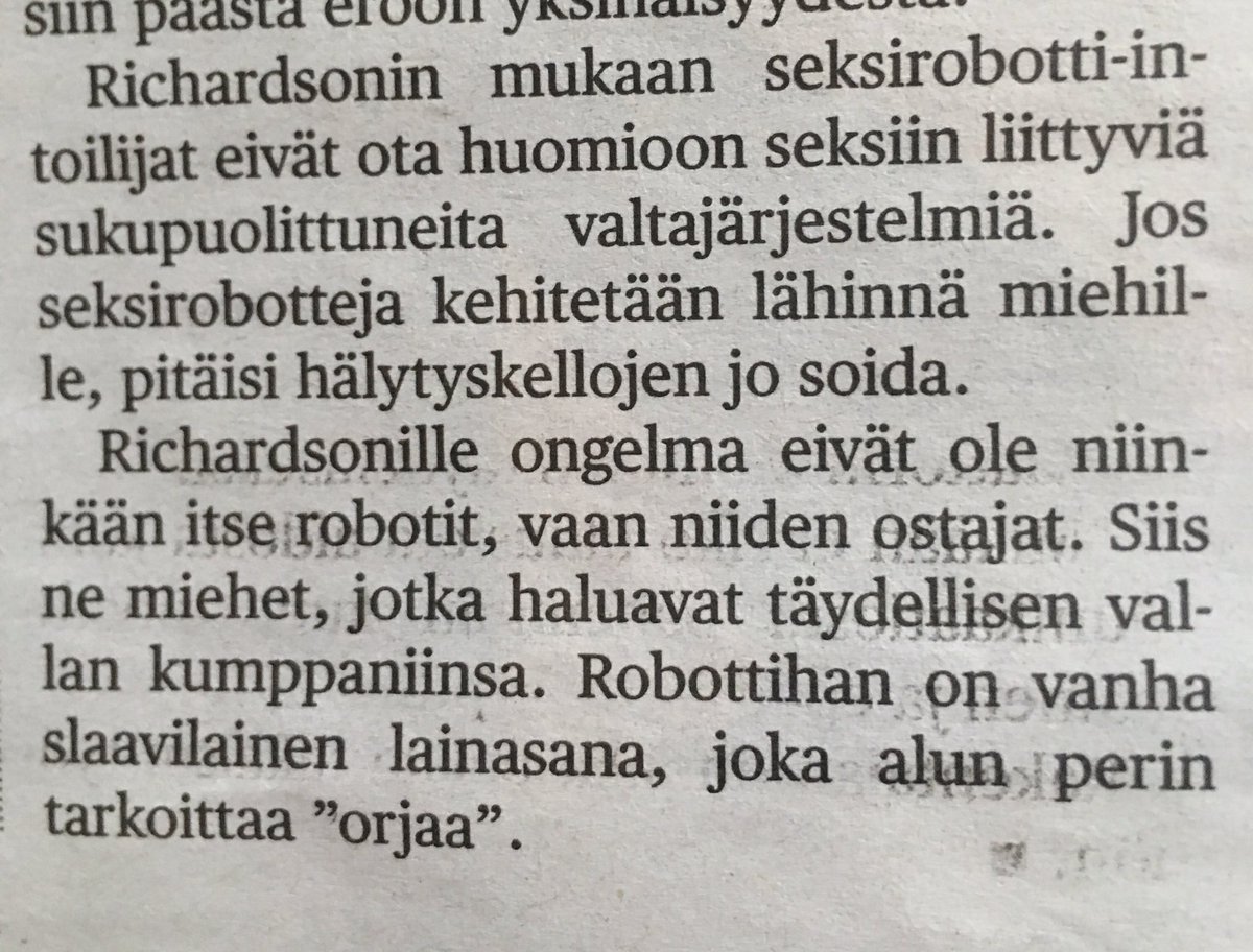 TuomasEnbuske's tweet photo. Eikö naisilla ole jo "seksirobotit", dildot, joita kontrolloidaan sataprosenttisesti ja joissa miehet on typistetty vain peniksiksi, @hsfi? https://t.co/TtLlkM6I6j