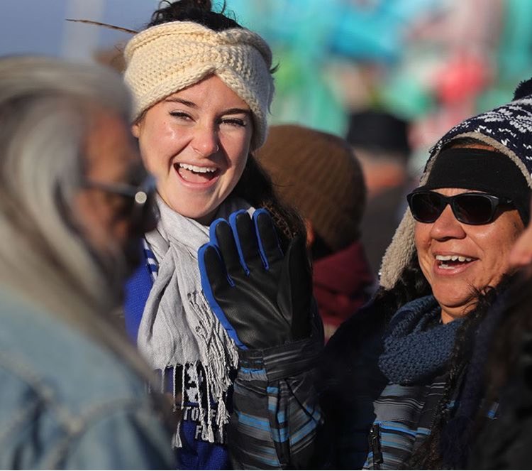 Shailene Woodley at the main campfire at Oceti Sawokin Camp near the Standing Rock Reservation! <a href="/shailenewoodley/">Shailene Woodley</a>