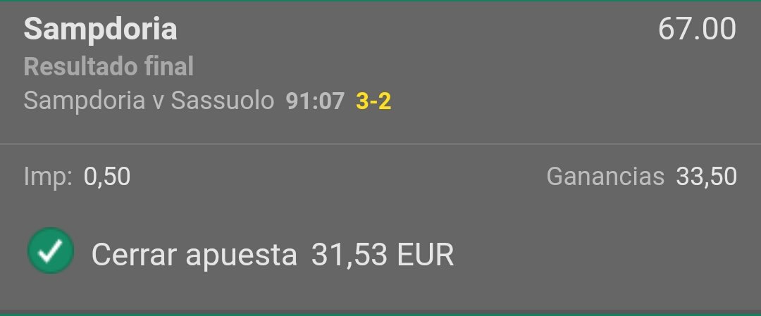 FreeFunBets's tweet image. ¡¡Que subidón con la Sampdoria!!

Hoy va a ser un gran día
Cuota @ 67 ✅✅✅✅