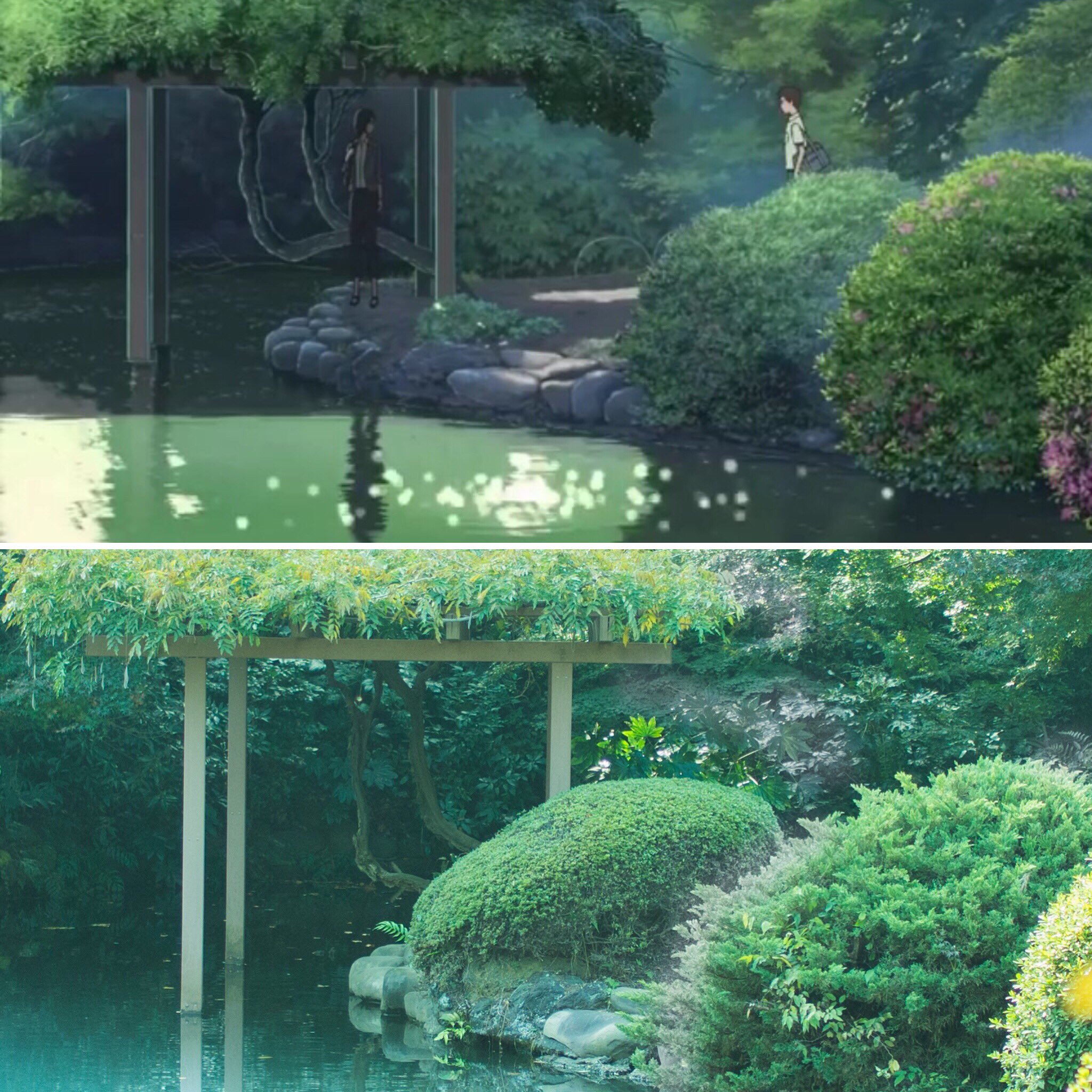 Moko 言の葉の庭 聖地巡礼no19 新宿御苑 藤棚 撮り直し 言の葉の庭 新海誠 君の名は T Co Wfzl93ibyf Twitter