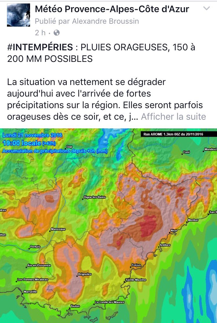 Meteo_PACA's tweet photo. #Intemperies : 150 à 200 mm possibles sur #Var et #AlpesMaritimes - https://t.co/brN1Xt4xNP https://t.co/e5q8qILiiP