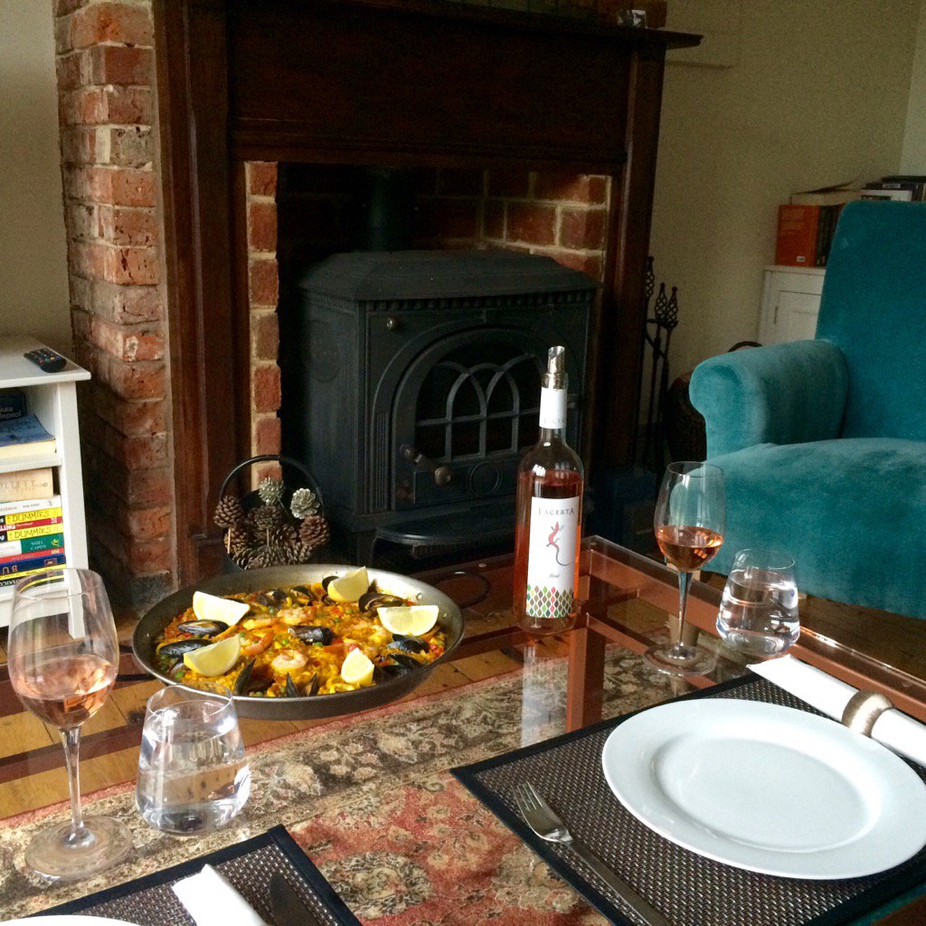 Who said u can't enjoy homemade seafood paella &amp; rosé #wine to celebrate seasonal change 😉#winelover #Romanianwine