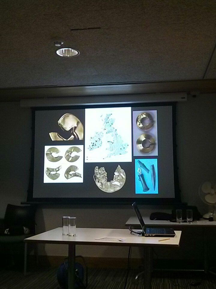 DrMetaDot's tweet photo. Last talk of the conference, Adam Gwilt talking about research into Bronze Age Treasure finds from Wales #ObjectStory https://t.co/JaB5frEFXu