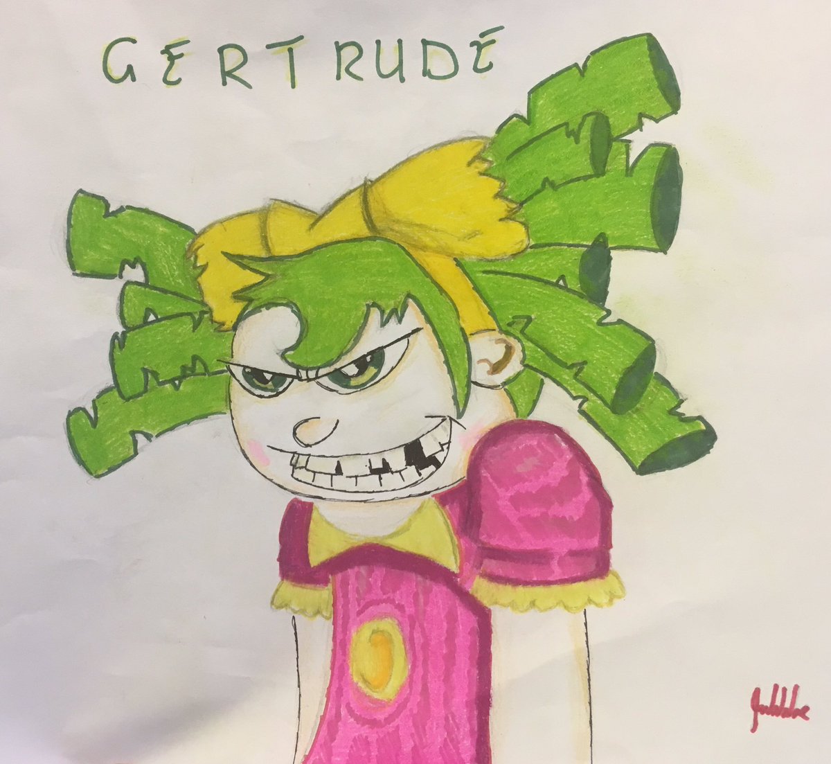 Pansbassman's tweet photo. @skottieyoung Gertrude, by Jude Hide age 13. LOVES I Hate Fairyland!! Super proud dad.
#FanArt #Gert https://t.co/9gyftWhQLz