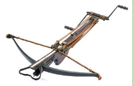 世界の武器防具百科 ウィンドラス クロスボウ 手では引けないくらい強力な弓を搭載しているため 弦を引くための巻上げ機 が取り付けられているクロスボウ 13世紀頃からヨーロッパで使われていた 破壊力は絶大だったが 巻き上げる際 あまりにも