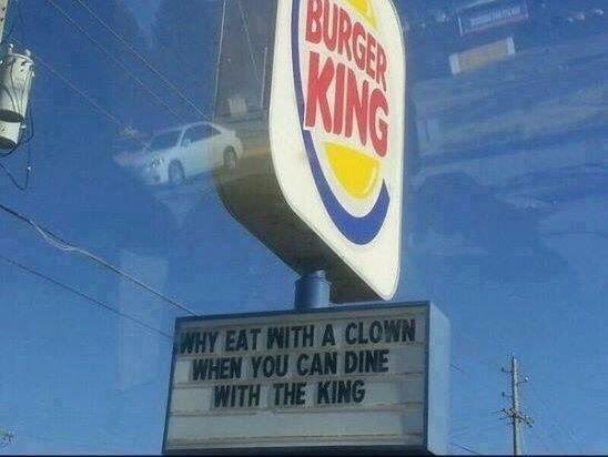 marketing_birds's tweet image. Burger King teases McDonald's: "Why eat with a clown when you can dine with the king."  :D
