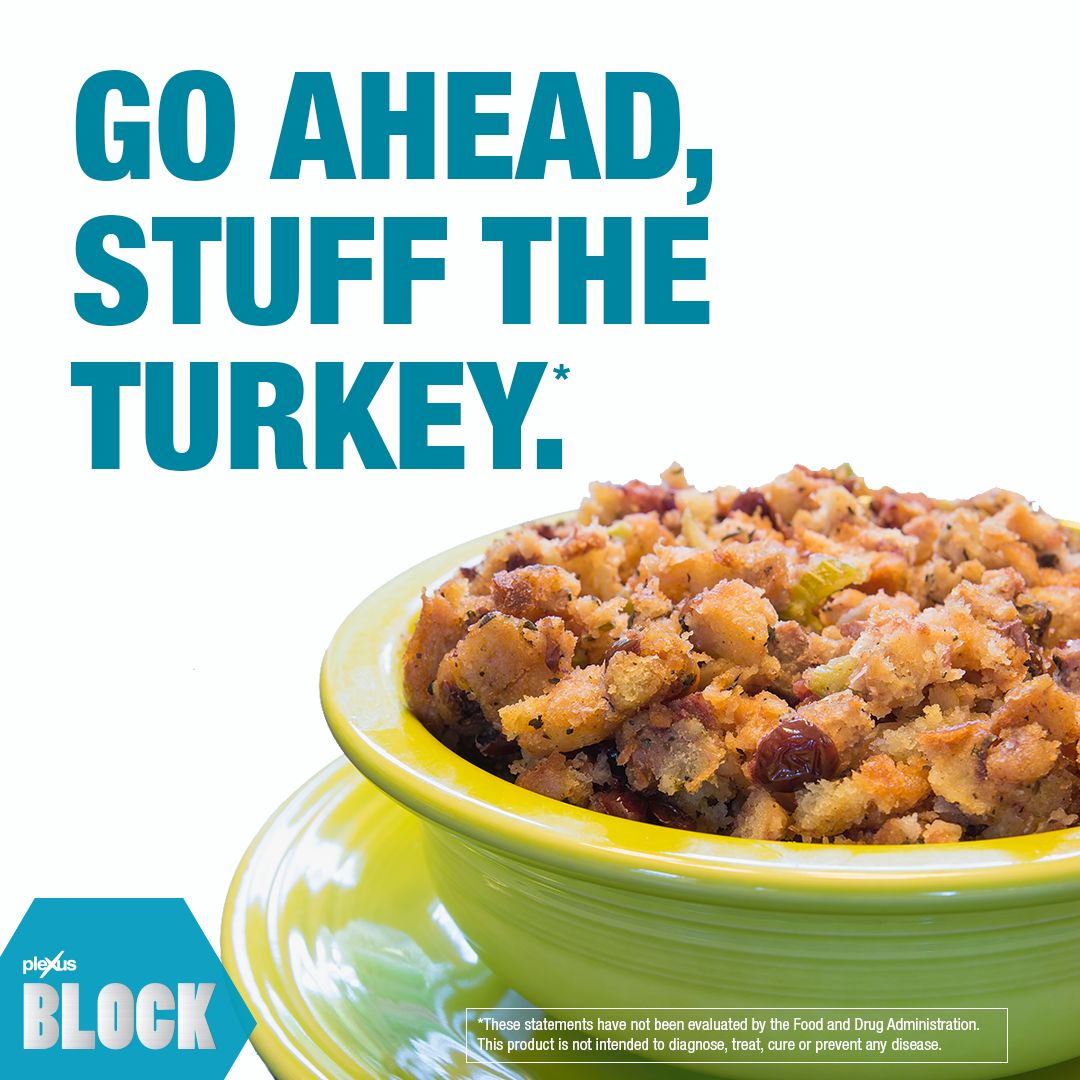 PlexusWorldwide's tweet image. Stuffed or unstuffed? What’s your preference? Block the absorption of up to 48% of the carbs and sugars in your Tday stuffing.* #plexusblock