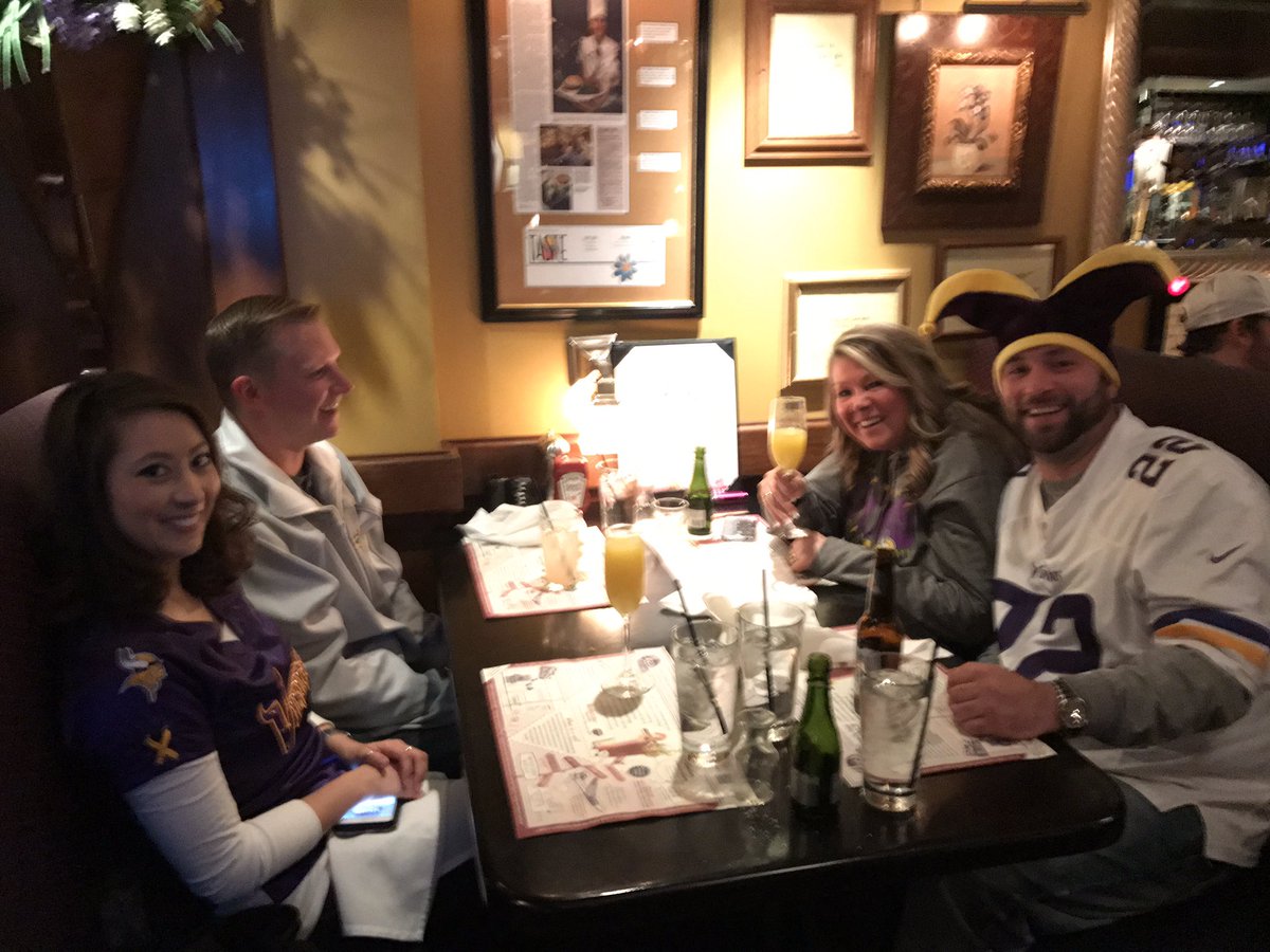 IkesFood's tweet photo. Pre-game going strong.@IkesFood Love to see all the @Vikings fans ready to roll. #Skol #purplepride #SundayBrunch https://t.co/3V5hblzC3s