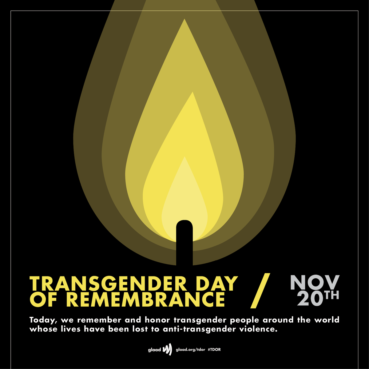 glaad's tweet image. Transgender Day of Remembrance is an observance that honors the memory of those lost to anti-trans violence glaad.org/tdor #TDOR