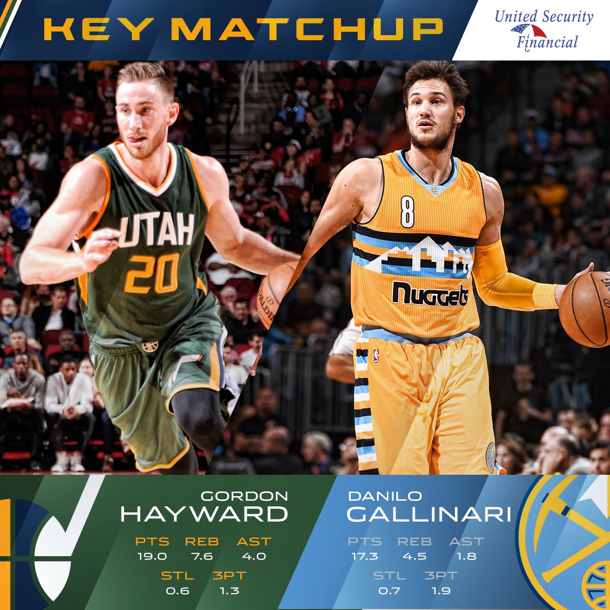 Tonight's 🔑 Matchup - Hayward vs. Gallinari  #UTAatDEN https://t.co/kdVuWfCDqL