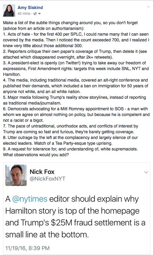 Experts in authoritarianism advise to keep a list of things subtly changing around you, so you'll remember. Here's my list this week.