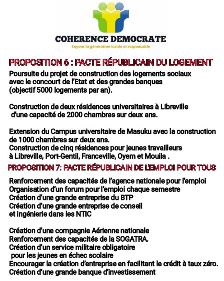 Cohérence Démocrate , force de proposition. <a href="/Gaboneco/">Gaboneco.com</a> <a href="/Gabonews_com/">Gabonews</a> <a href="/gabonmediatime/">Gabon Media Time</a> @GabonPrimature <a href="/BBMoubamba/">Bruno Ben Moubamba</a> <a href="/MarcelLIBAMA/">LIBAMA Marcel</a> <a href="/onamarc/">Marc ONA ESSANGUI</a>