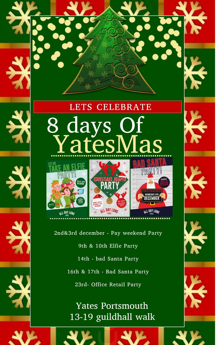 8 Days of Yatesmas!! check out our facebook Event  bit.ly/2gyBRlJ