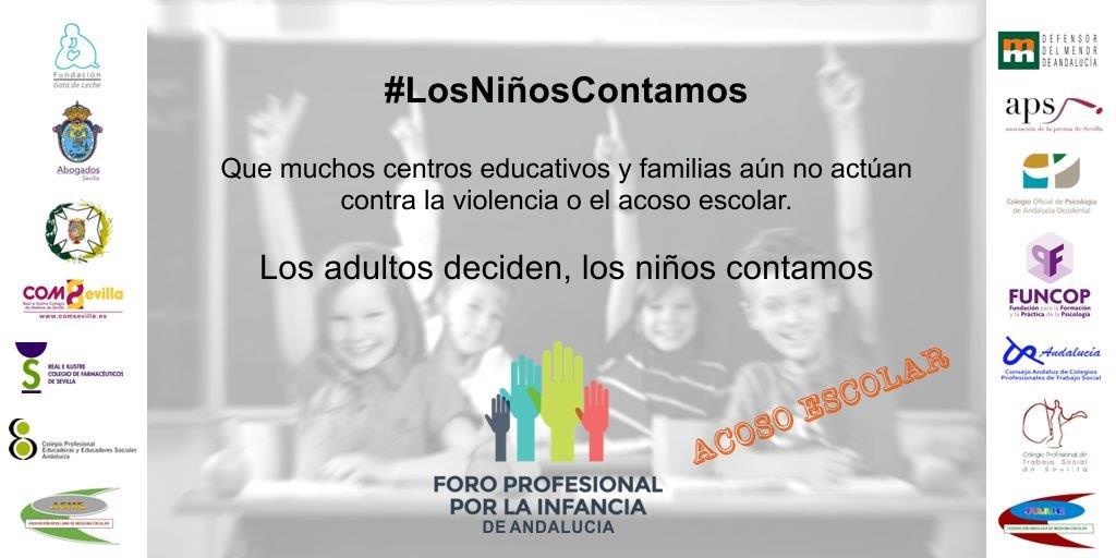 #LosNiñosContamos que cada vez hay más casos de #AcosoEscolar y necesitamos que los adultos actúen #DíaDeLaInfancia <a href="/EducaAnd/">Consejería Desarrollo Educativo y FP</a> <a href="/educaciongob/">Ministerio de Educación, FP y Deportes</a>