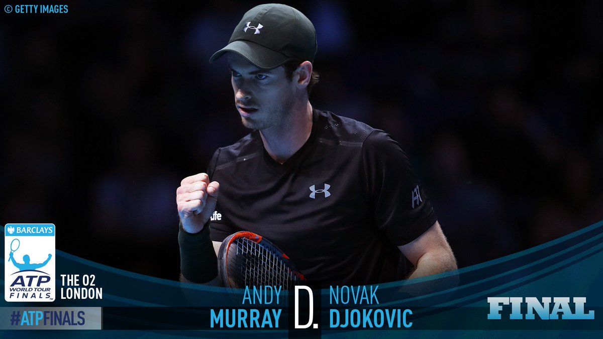 First #ATPFinals crown 🏆 Year-End No.1 ✅ <a href="/andy_murray/">Andy Murray</a> beats #Djokovic 63 64 to finish on top of the world. 🙌🏻 More: bit.ly/2g7n6kW