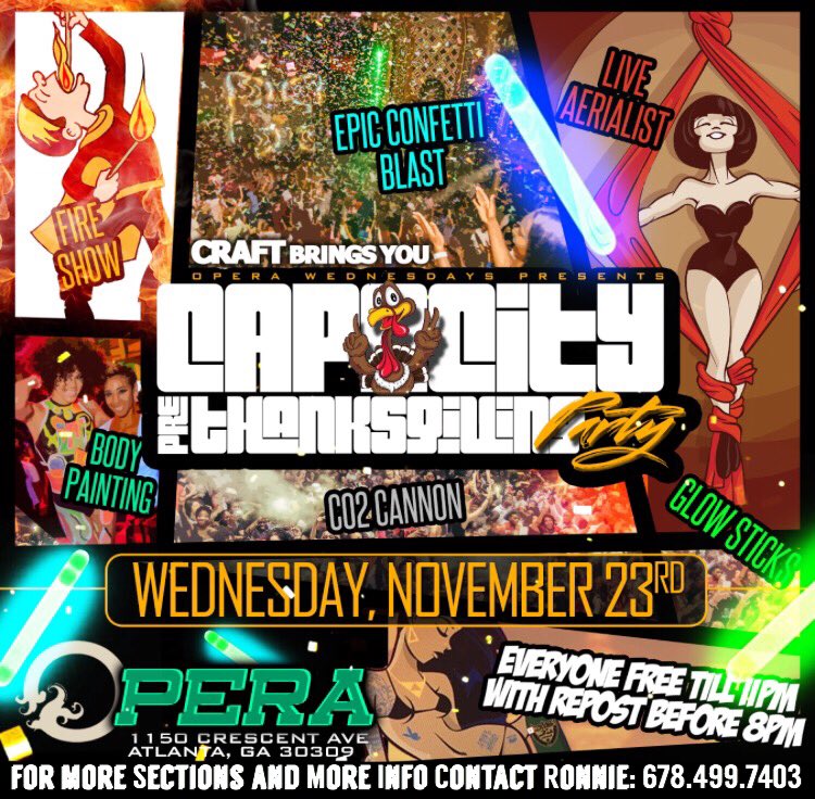 ATLCRAFT's tweet photo. CRAFT™ & #OperaWednesdays Presents #OperaCapacity This Wednesday! Everyone FREE w/Flyer Repost! https://t.co/6CJuEmAee9