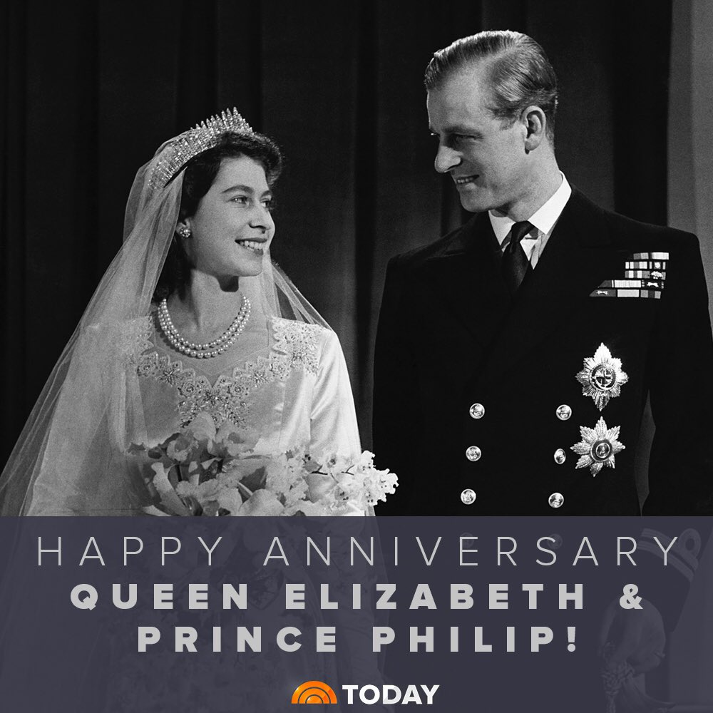 TODAYshow's tweet photo. Queen Elizabeth and Prince Philip celebrated their 69th wedding anniversary today! https://t.co/FtEgBpOGqS