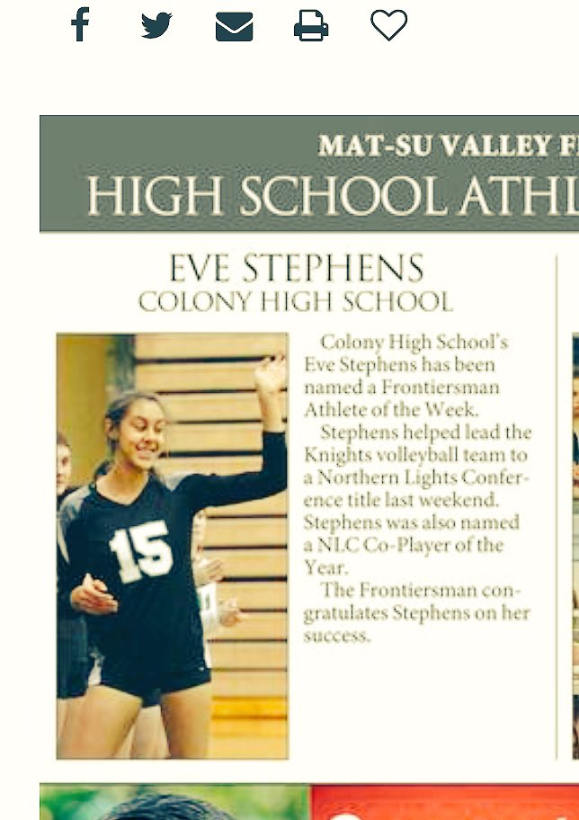colonyhsknights's tweet photo. Congrats to Eve Stephens as she was named the Frontiersman Athlete of the Week!!!  Photo credit to Frontiersman https://t.co/QKDg62dfT4
