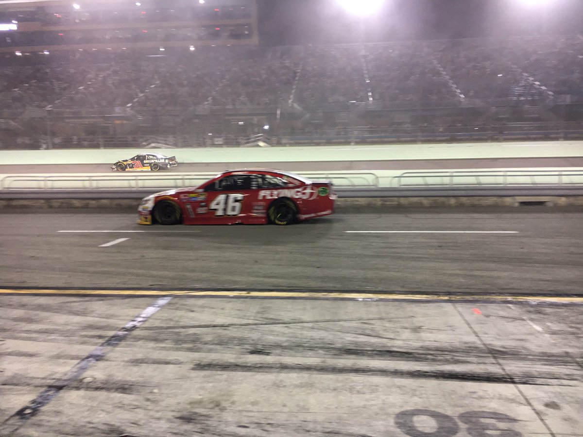 TeamHSM46's tweet photo. .@MichaelAnnett hits pit road with 7 laps to go during the caution. 4 tires and fuel. #NASCAR https://t.co/9MwnhT3xbB