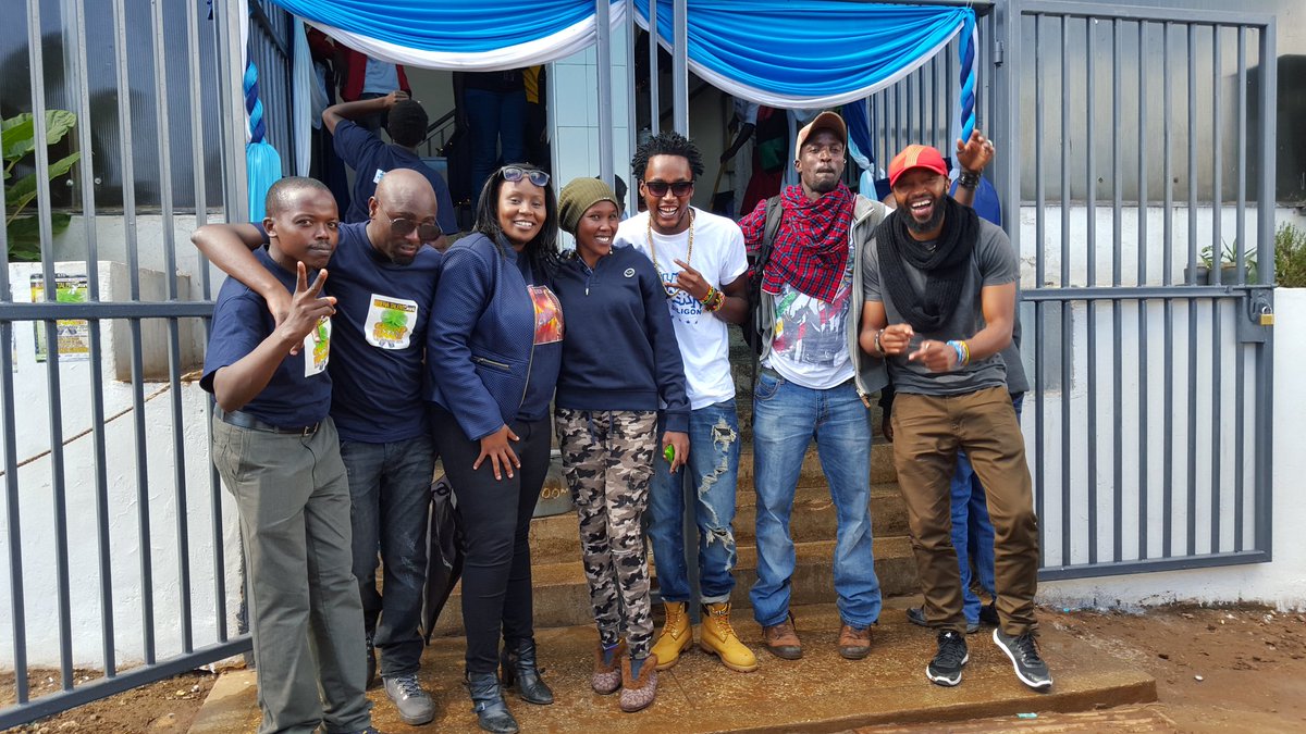 Dufla, Ian, Lemarti, Ameleena Judges at Kibera Talent Search 2016. @CNconnienielsen @HNP_KTC @grandparecords @IanWainaina @DuflaDiligon