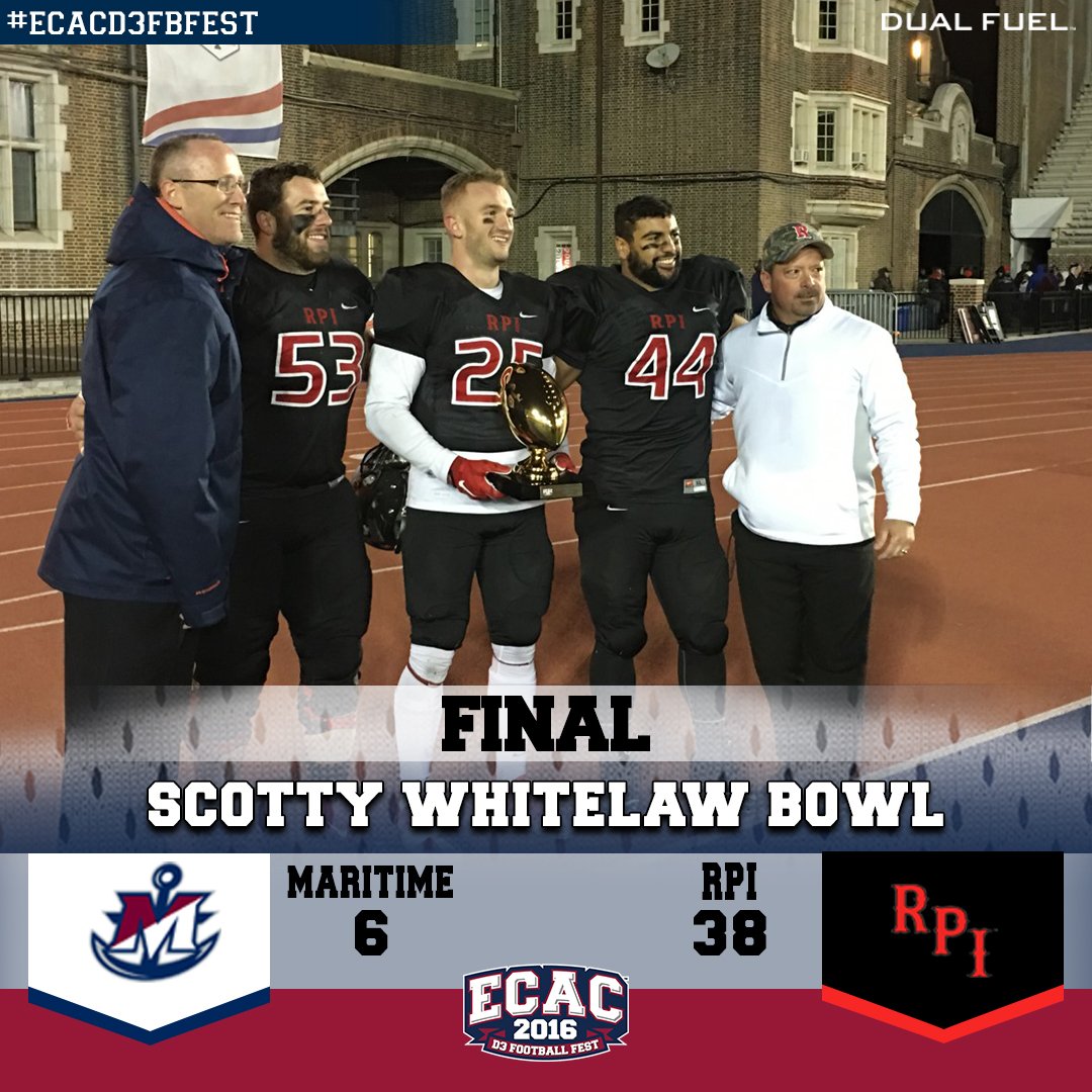 #ECACD3FBFEST | FINAL SCORE <a href="/RPIAthletics/">RPI Athletics</a> 38 <a href="/MTimePrivateers/">Maritime Privateers</a> 6
Engineers take home Scotty Whitelaw Bowl!