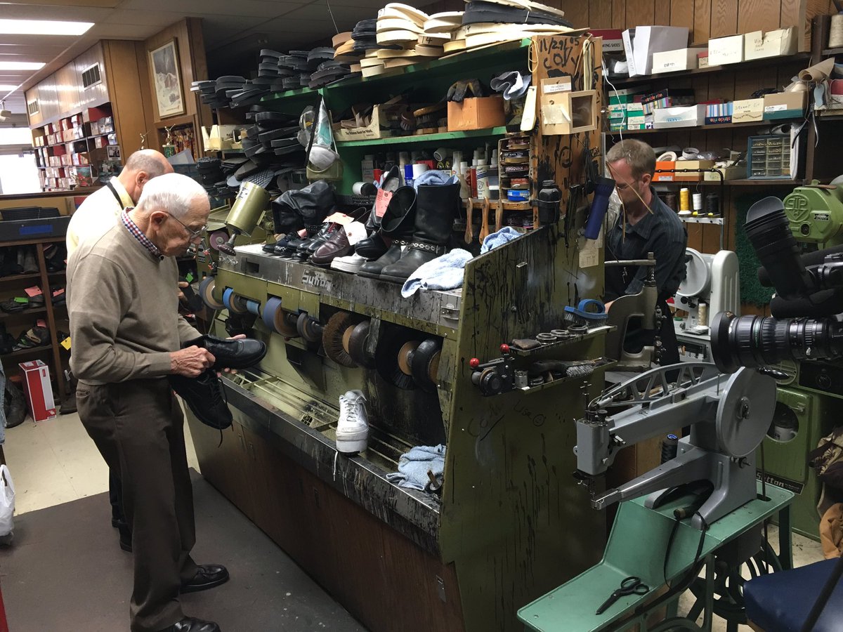 JDLauritsen's tweet photo. In this week's Finding Minnesota we go to Faribault, where a 92-yr-old shoe repair man is still putting his best foot forward. #WCCO https://t.co/JTCEyqMZ7G