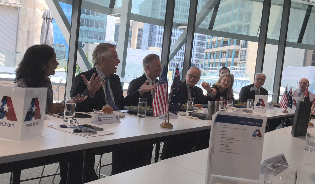 vjbarn's tweet photo. @YesVirginia_org &amp; @GovernorVA wrapping up another successful marketing mission with a business luncheon @AmChamAU https://t.co/KumohO5Hzi