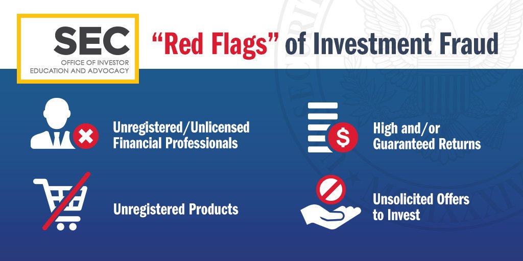 SEC_Investor_Ed's tweet image. Investors -- Look out for these four &quot;red flags&quot; of investment fraud! Learn more at Investor.gov: ow.ly/2fGZ306jZmt