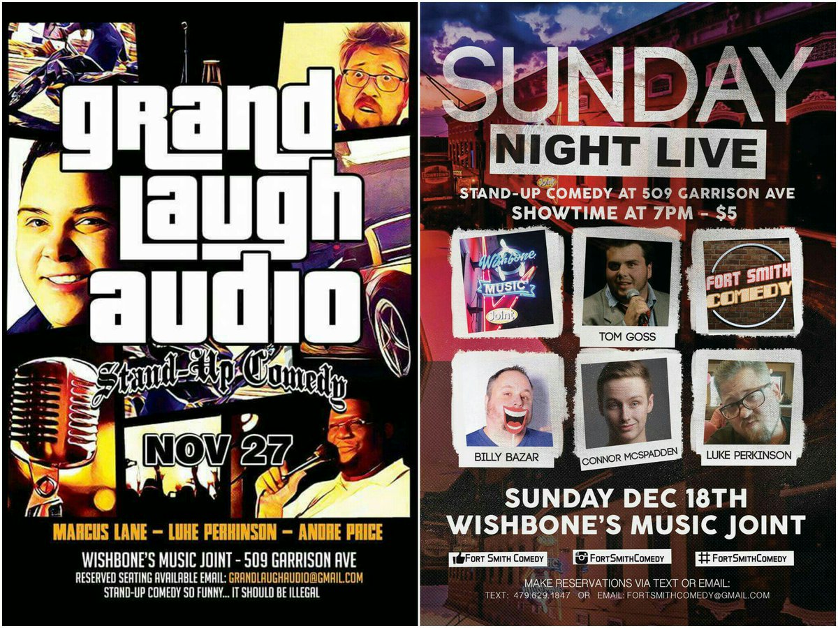 FortSmithComedy's tweet photo. SHOWTIMES 

November 27th - Andre Price 
https://t.co/5Nxg2P5nKR

December 18th - 3 comics from L.A.
https://t.co/610TnOZLlV https://t.co/JZORdiC90S