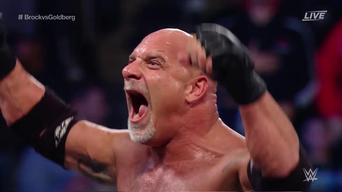 Em menos de dois minutos, Goldberg detona Brock Lesnar
