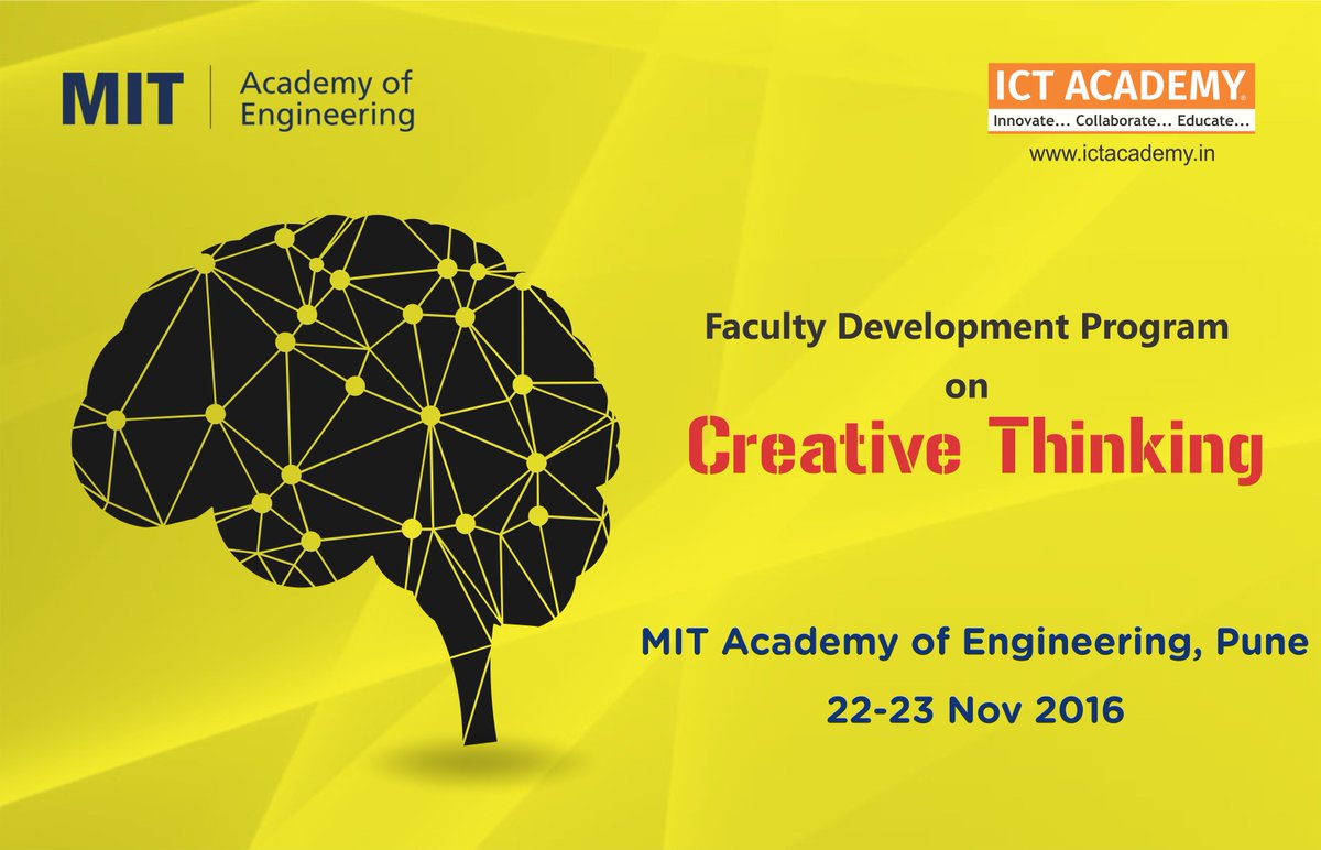ictacademyindia's tweet image. #Training at Pune, for the first time. @ictacademyindia will be training faculty members at  #MITAcademy on #creativethinking #panindia
