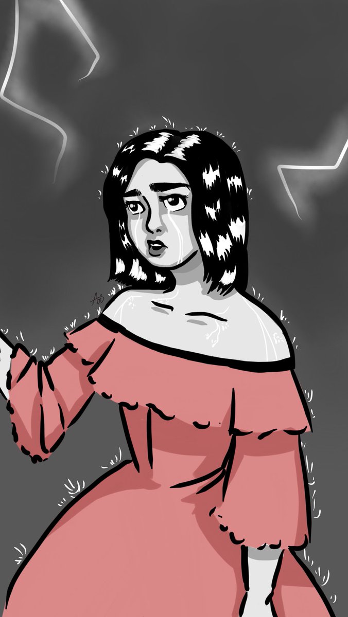 fizzybizzybee's tweet image. Because the vid turned out so badly, here's the original drawing. (I decided to make everything greyscale except the dress because MOTIFS)