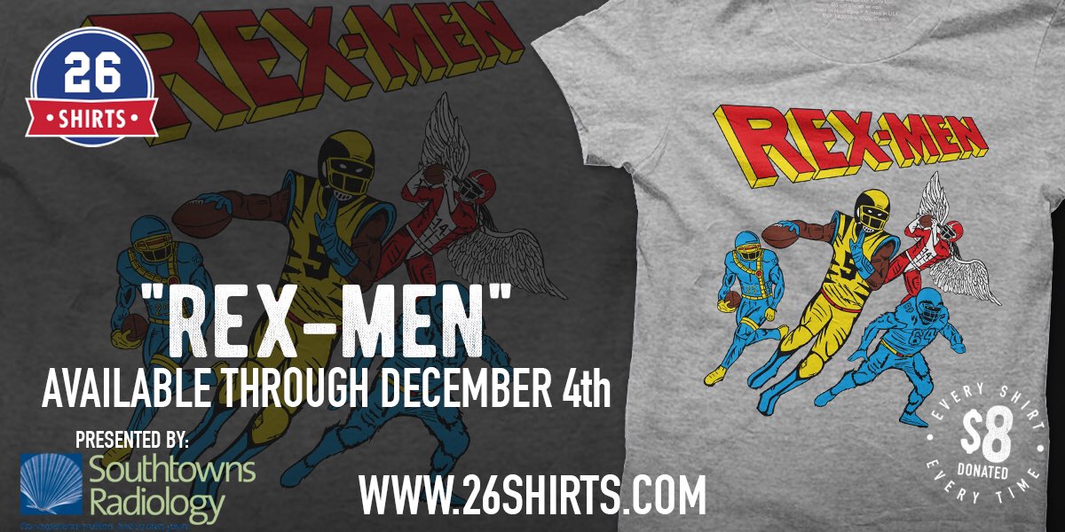 26shirts's tweet photo. Presented by @SouthtownsRad to benefit 4 year old Alex, REX-MEN is available only through December 4th! #BillsMafia https://t.co/LS40r2XKeS https://t.co/gTySw0O5Sw