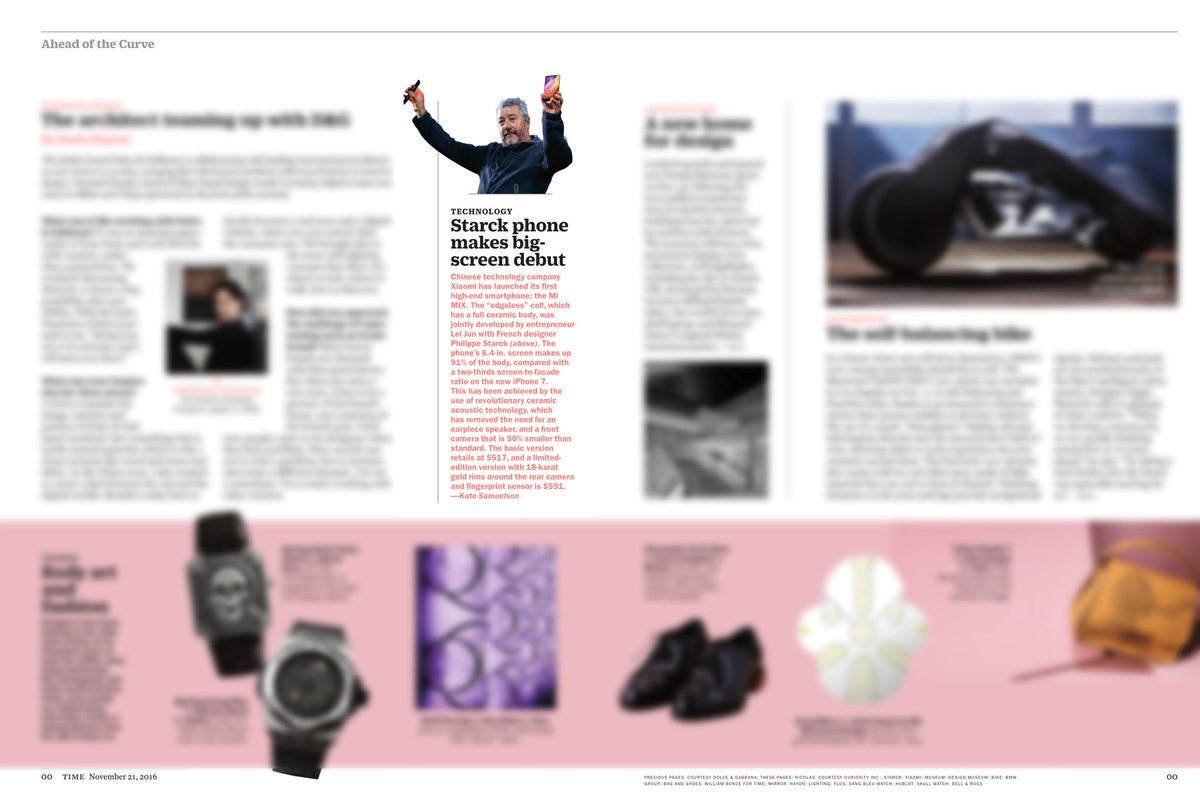 Mi MIX featured in Time magazine's print-only design special curated by Wallpaper* EIC Tony Chambers: