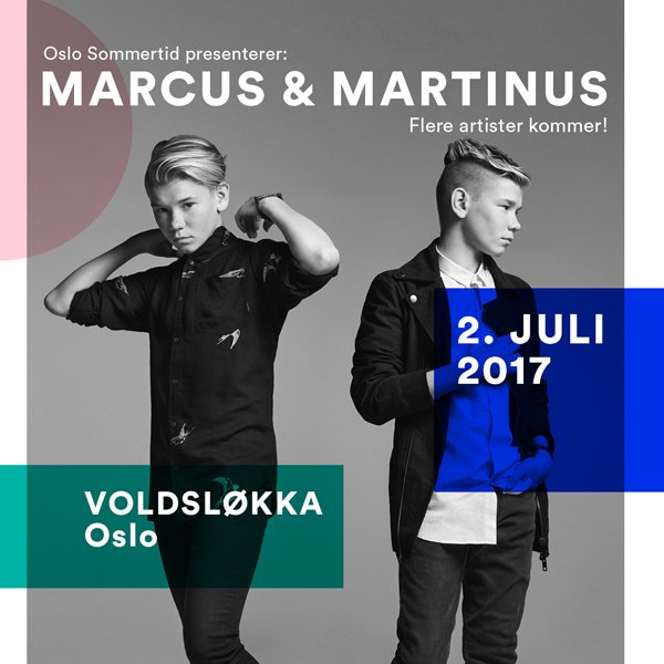 Marcus &amp; Martinus gjør gigakonsert i Oslo neste sommer! Mer info finner du her: oslosommertid.no

Flere artister slippes fortløpende!