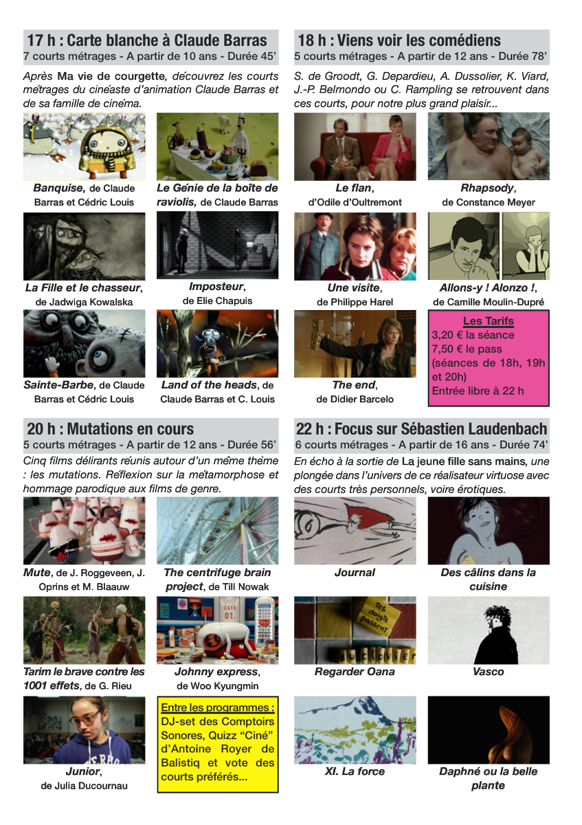 Fête du court métrage samedi 17 Décembre #film #musique #cinéma #quizz N'hésitez pas à venir participer.