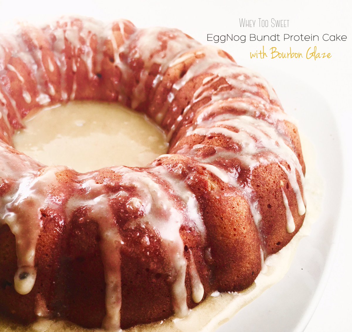 Our Eggnog Protein Bundt Cake with Bourbon glaze is perfect for the holidays!! #fitfam #gym #ifbb #baking #foodnetwork #healthy #dessert