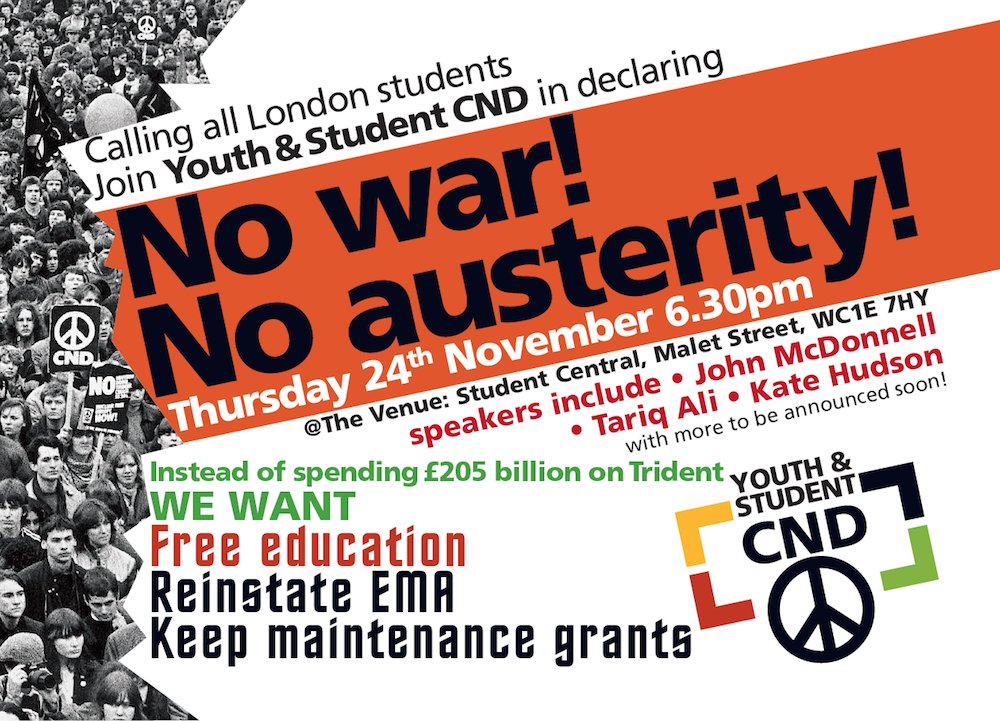 CNDuk's tweet photo. Great @youthstudentCND event on the 24th November.
With @johnmcdonnellMP @LarryforWitney @STWuk @EllieKinney
Sign up https://t.co/lLosyto5iD https://t.co/WaNsbKetl3