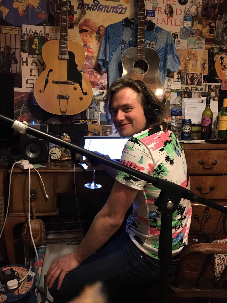 Recording some demos. Rich saves this shirt for special occasions only...