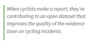 mySociety's tweet image. Our #cycling collisions &amp;amp; near misses site, @Collideoscp is collecting unique data: mysociety.org/2016/11/21/cat…