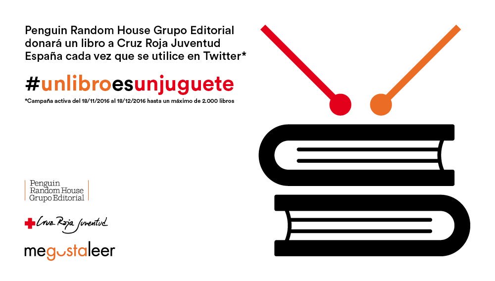 Atención a nuestra campaña #unlibroesunjuguete. Por cada tuit, mención o RT, donamos un libro a <a href="/CRE_Juventud/">Cruz Roja Juventud</a> ¿Nos echáis una mano?