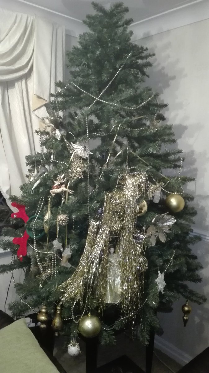 Chani_Bobs's tweet photo. @thismorning we let the 5 year old decorate our tree... (The tinsel still has tags on...) 😑 https://t.co/z3t6mhByGC