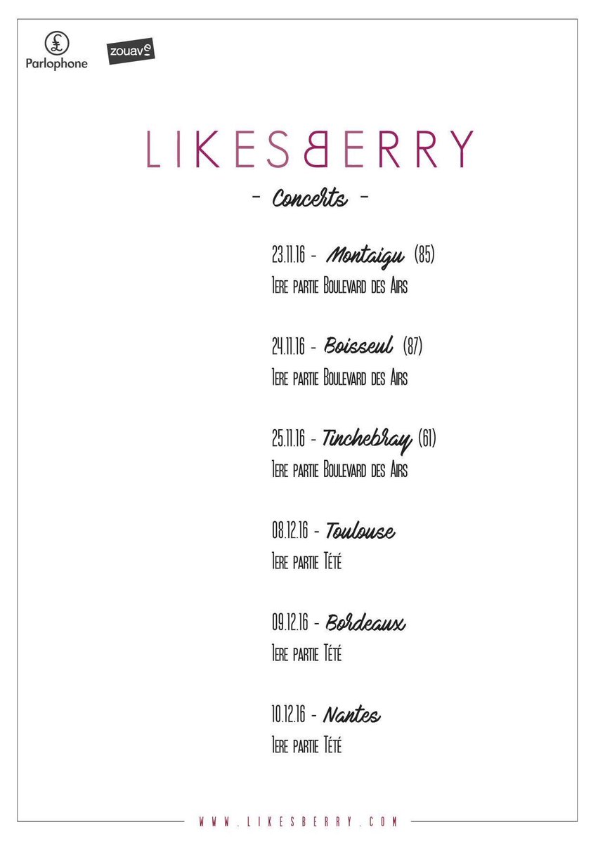 #concerts à venir! #lucky #likesberry ❤️ <a href="/ZouaveProd/">ZOUAVe</a>  qui vient! ?