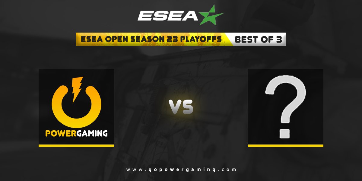 GoPowerGaming's tweet photo. Round 2! Power Gaming takes on Facestab in the @ESEA season 23 playoffs at 23:00 ET. #GetPowered https://t.co/nfWdnttLhG