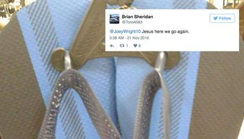 mashable's tweet image. No one can agree on what colour these stupid flip flops are on.mash.to/2fgbP0N