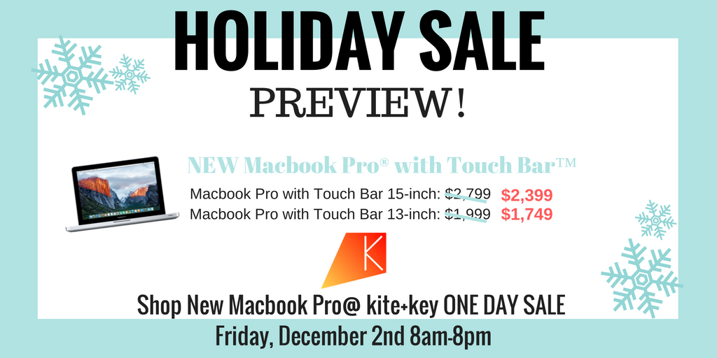 Kite_and_Key's tweet photo. Get ready, get set, SAVE on NEW Macbook Pro® with Touch Bar™ at our Holiday Sale on 12/2! #11DaysAway #rutgers #rutgerstech https://t.co/7g313lmCet