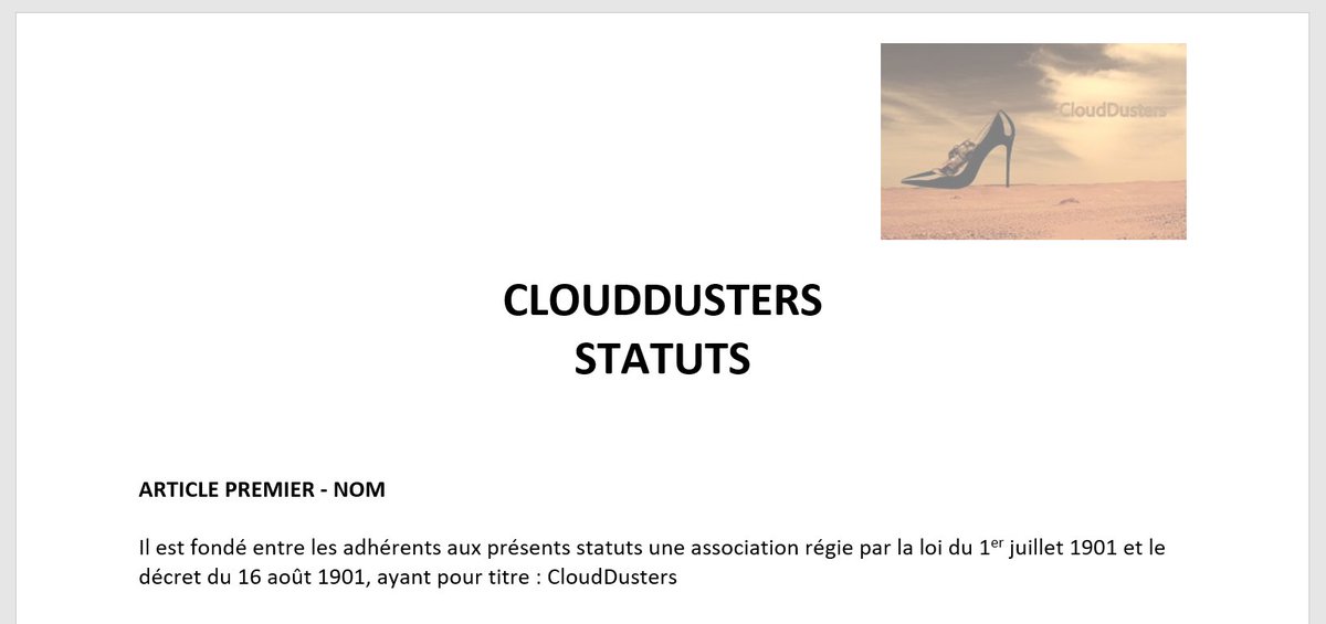 CloudDusters's tweet photo. Création de l'association en cours chez les @CloudDusters !! :) #Statutsprêts https://t.co/lkMTs3o4t5